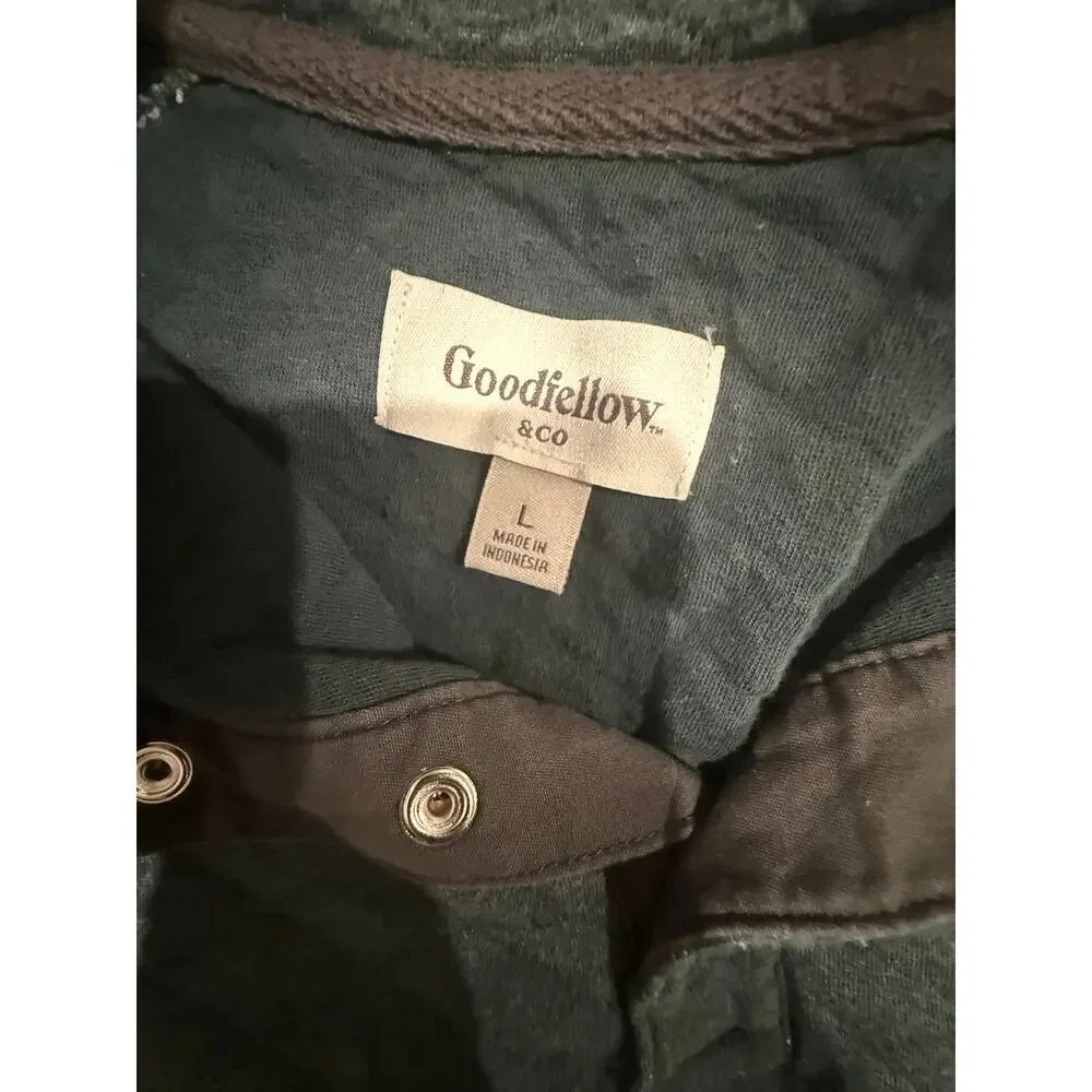 Goodfellow & Co Men's Gray Diamond Quilted 1/4 Snap Mock Neck Pullover Size L